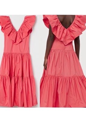H&M Coral Ruffled Maxi Dress